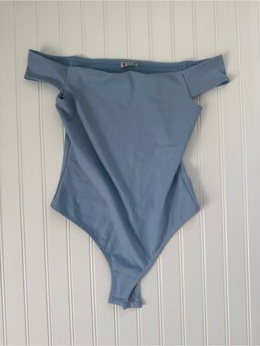 Intimately Free People Sky Blue bodysuit Top with Textured Mesh